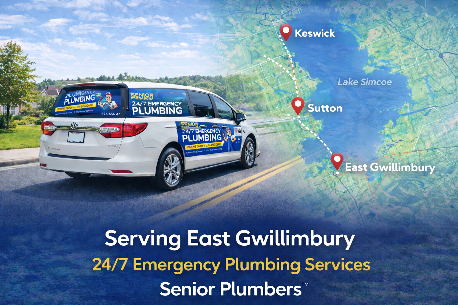 24/7 emergency plumbing service in East Gwillimbury Ontario by SENIOR PLUMBERS™ serving York Region