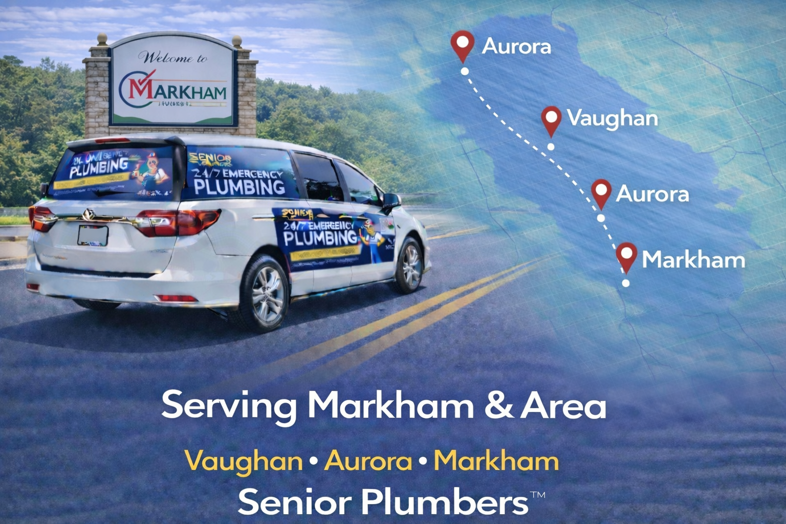 SENIOR PLUMBERS™ plumbing service vehicle serving Markham Ontario