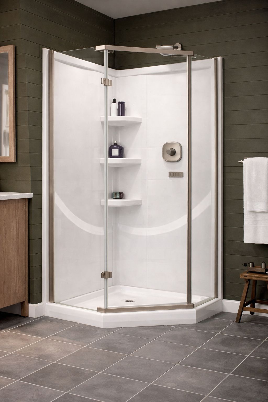 Corner shower unit installation service by SENIOR PLUMBERS™ in the GTA