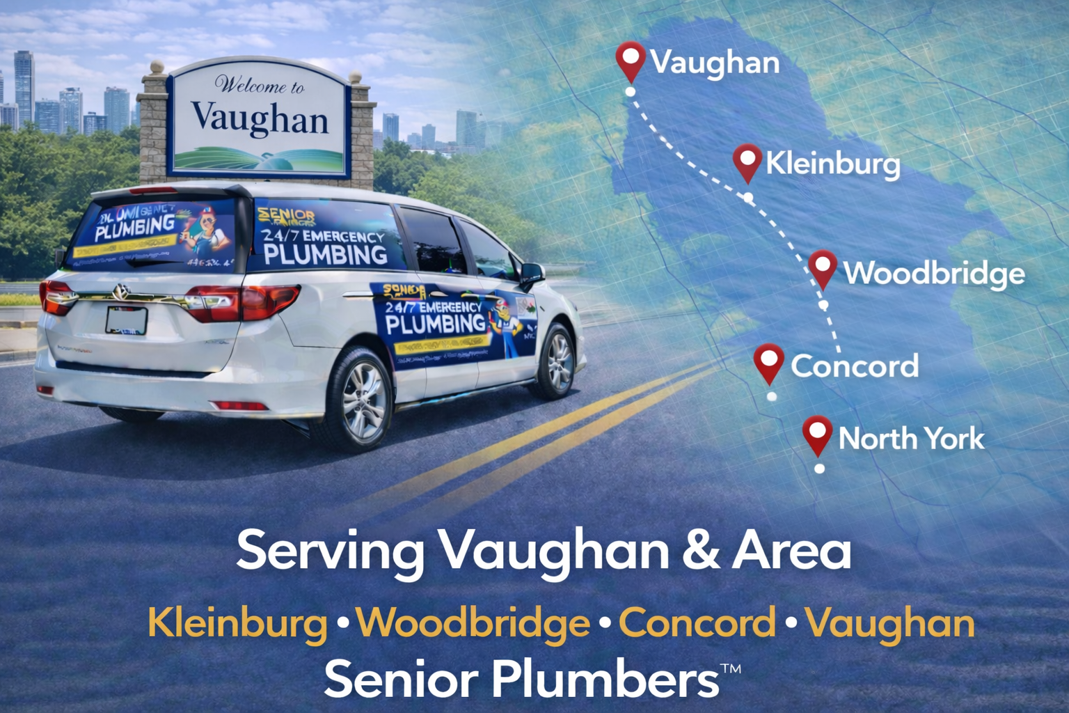 SENIOR PLUMBERS™ plumbing service vehicle serving Vaughan Ontario